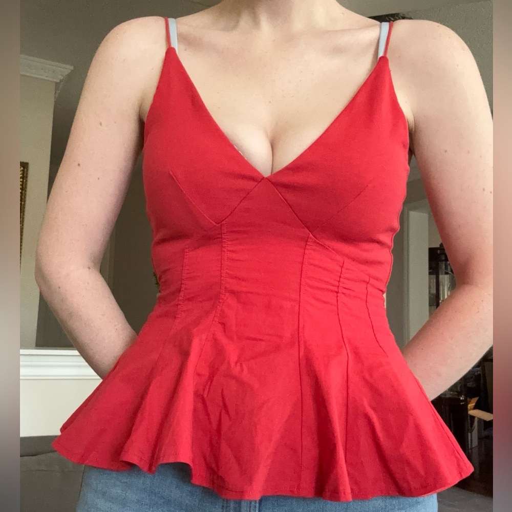 NWT Zara Red Peplum Blouse - Picture 3 of 9